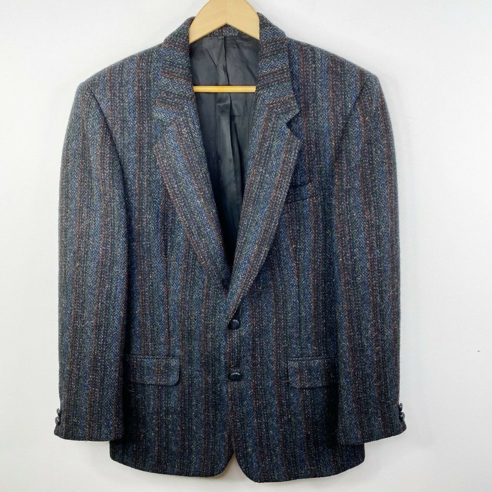 Vintage Harris Tweed 100% Virgin Scottish Wool Blazer Sport Coat Mens Size 38R